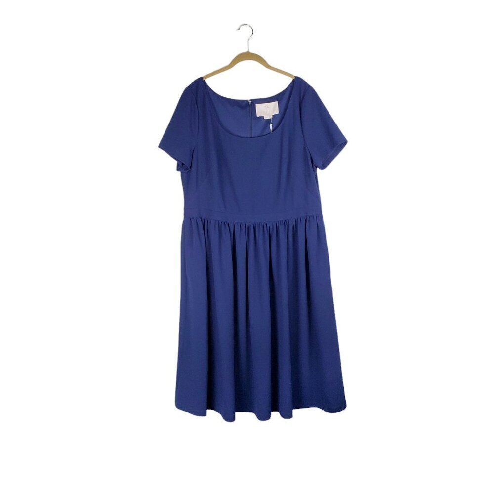 Gal Meets Glam NWT Annie Dress Navy Blue Scuba Crepe Short Sleeve Midi Size 20